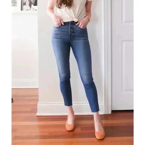 Everlane The Vintage Skinny Jean Size 32 Ankle Raw Hem 4 Buttons Shaping - Picture 1 of 13